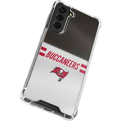 NFL Tampa Bay Buccaneers White Striped Galaxy S21 FE Clear Case