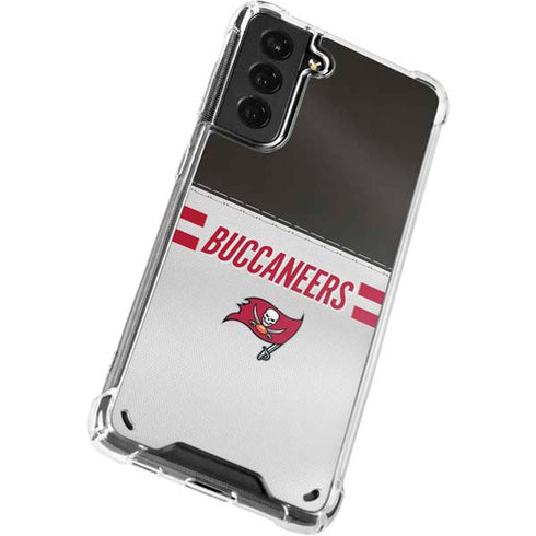 NFL Tampa Bay Buccaneers White Striped Galaxy S21 Plus 5G Clear Case