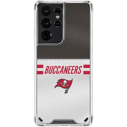 NFL Tampa Bay Buccaneers White Striped Galaxy S21 Ultra 5G Clear Case