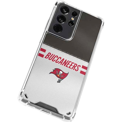 NFL Tampa Bay Buccaneers White Striped Galaxy S21 Ultra 5G Clear Case