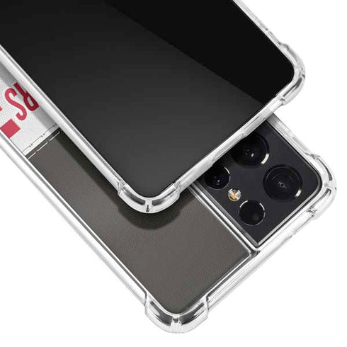 NFL Tampa Bay Buccaneers White Striped Galaxy S21 Ultra 5G Clear Case