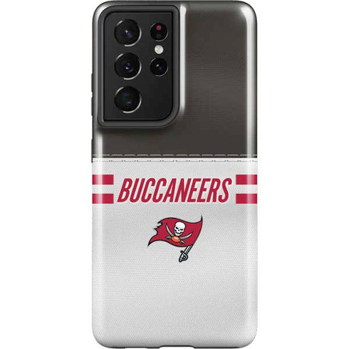 NFL Tampa Bay Buccaneers White Striped Galaxy S21 Ultra 5G Pro Case