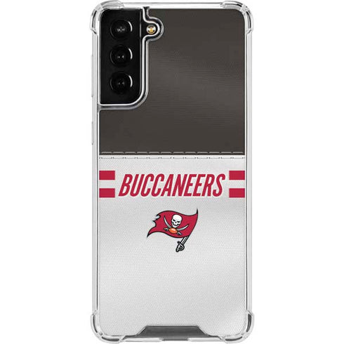 NFL Tampa Bay Buccaneers White Striped Galaxy S22 Plus Clear Case