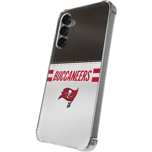NFL Tampa Bay Buccaneers White Striped Galaxy S24 Plus Clear Case