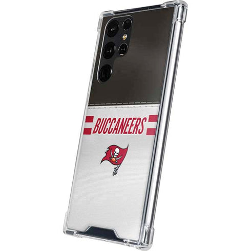 NFL Tampa Bay Buccaneers White Striped Galaxy S24 Ultra Clear Case