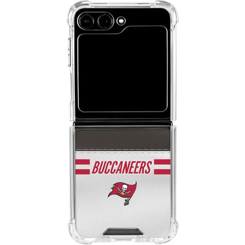 NFL Tampa Bay Buccaneers White Striped Galaxy Z Flip5 5G Clear Case