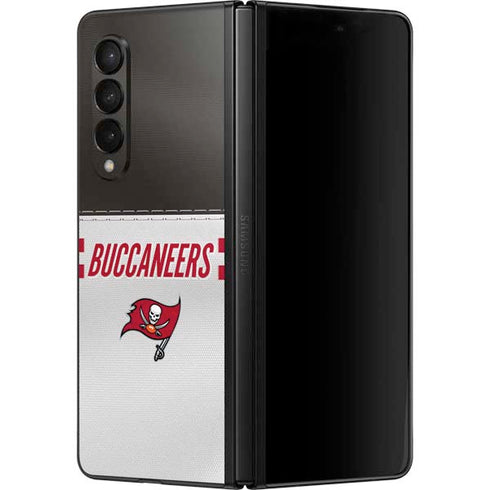 NFL Tampa Bay Buccaneers White Striped Galaxy Z Fold3 5G Skin