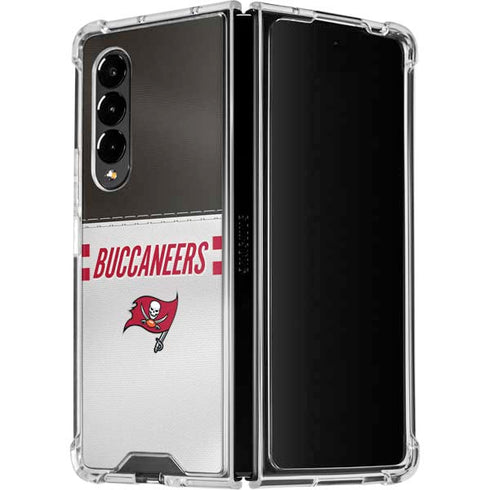 NFL Tampa Bay Buccaneers White Striped Galaxy Z Fold4 5G Clear Case