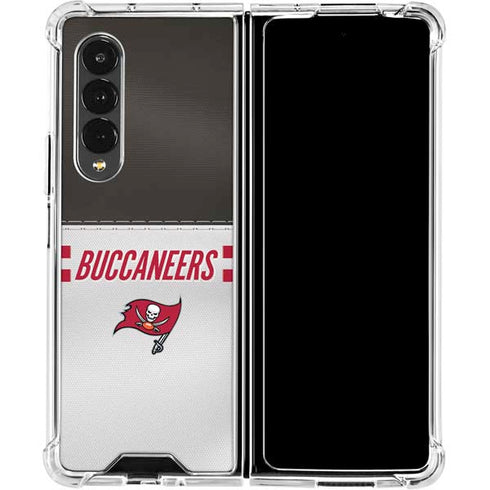 NFL Tampa Bay Buccaneers White Striped Galaxy Z Fold4 5G Clear Case