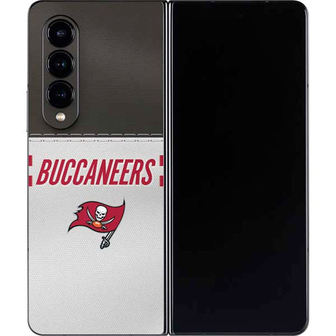 NFL Tampa Bay Buccaneers White Striped Galaxy Z Fold4 5G Skin