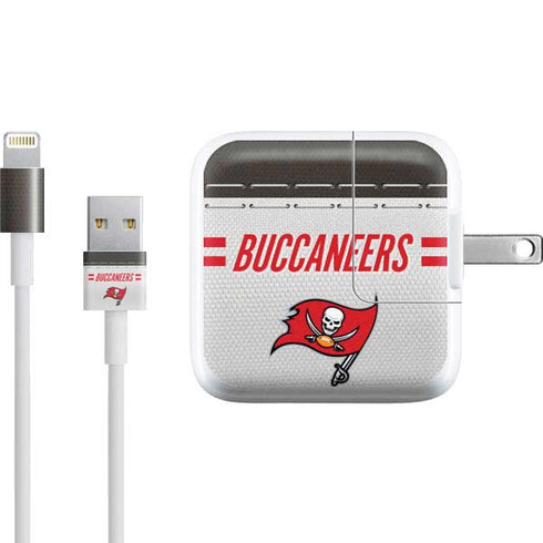 NFL Tampa Bay Buccaneers White Striped iPad Charger (10W USB) Skin