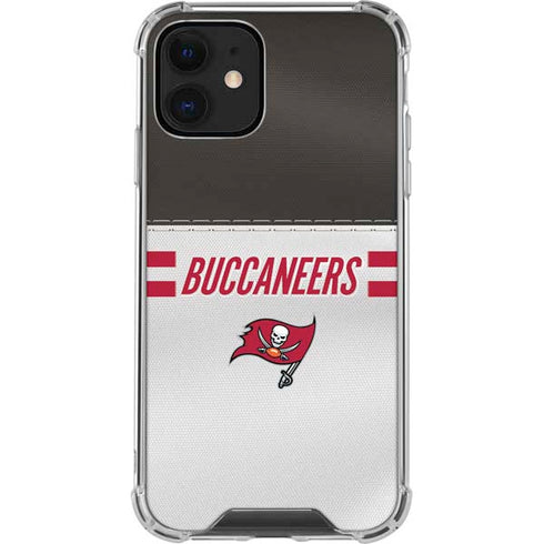 NFL Tampa Bay Buccaneers White Striped iPhone 12 Clear Case