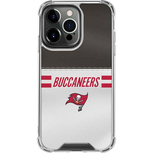 NFL Tampa Bay Buccaneers White Striped iPhone 13 Pro Clear Case