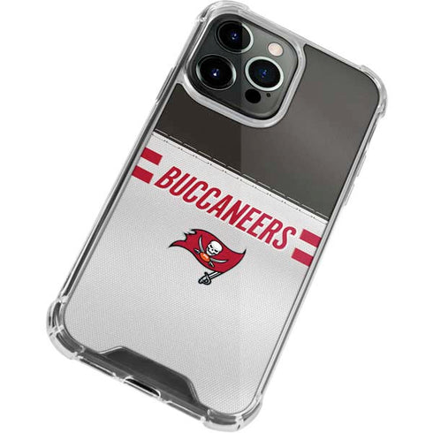 NFL Tampa Bay Buccaneers White Striped iPhone 13 Pro Max Clear Case