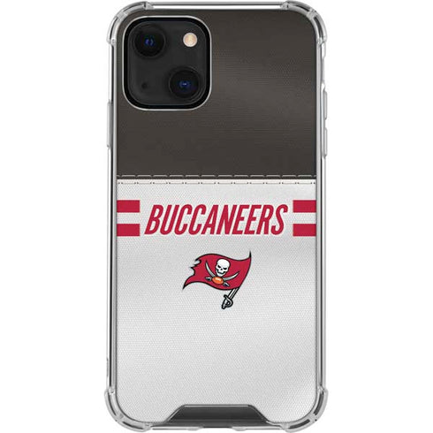 NFL Tampa Bay Buccaneers White Striped iPhone 14 Plus Clear Case