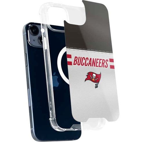 NFL Tampa Bay Buccaneers White Striped iPhone 15 Plus MagSafe Case