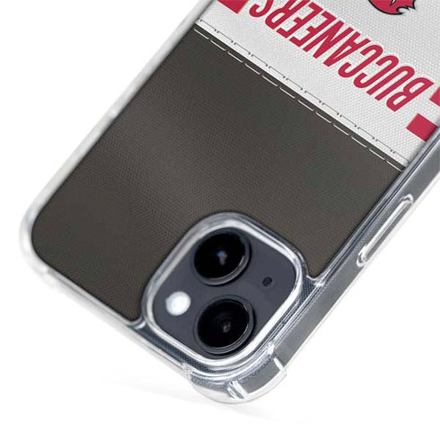 NFL Tampa Bay Buccaneers White Striped iPhone 15 Plus MagSafe Case