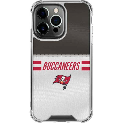 NFL Tampa Bay Buccaneers White Striped iPhone 15 Pro Clear Case
