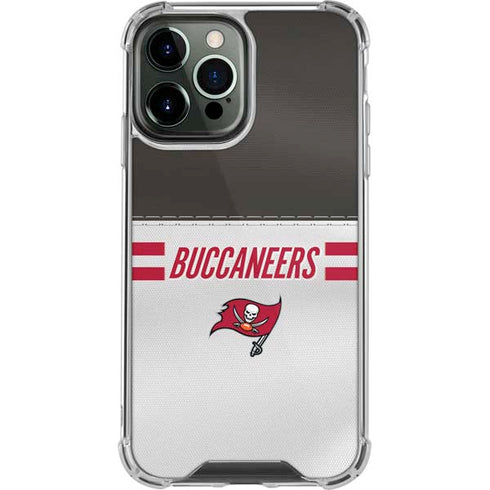NFL Tampa Bay Buccaneers White Striped iPhone 14 Pro Max Clear Case