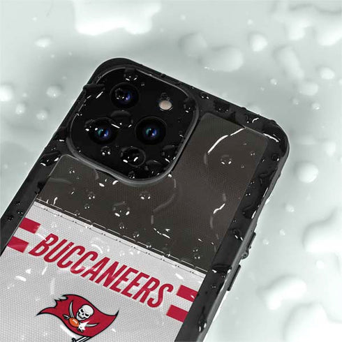 NFL Tampa Bay Buccaneers White Striped iPhone 14 Pro Max Waterproof Case