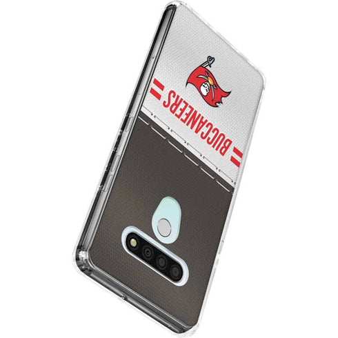 NFL Tampa Bay Buccaneers White Striped LG Stylo 6 Clear Case