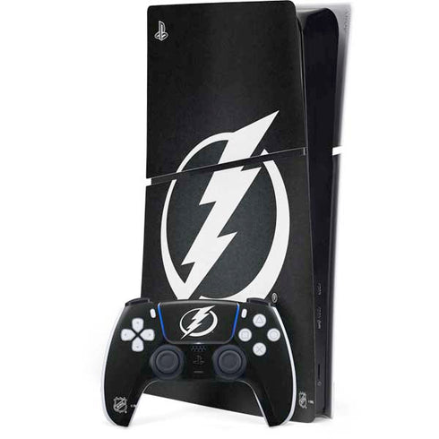 NHL Tampa Bay Lightning Black Background PS5 Slim Digital Edition Console Skin