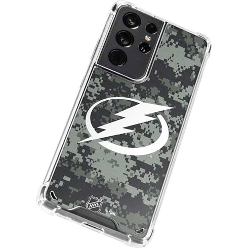 NHL Tampa Bay Lightning Camo Galaxy S21 Ultra 5G Clear Case