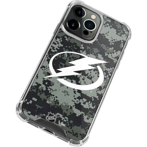 NHL Tampa Bay Lightning Camo iPhone 13 Pro Clear Case