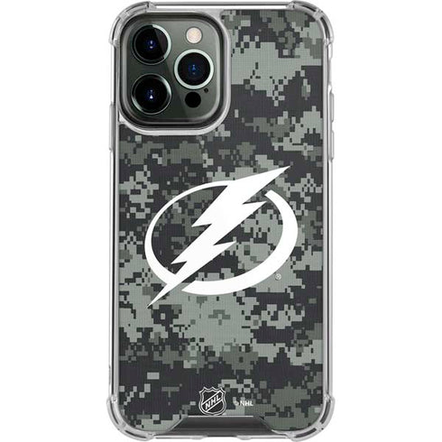 NHL Tampa Bay Lightning Camo iPhone 13 Pro Max Clear Case