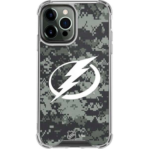 NHL Tampa Bay Lightning Camo iPhone 15 Pro Max Clear Case