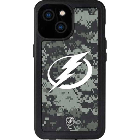 NHL Tampa Bay Lightning Camo iPhone 15 Waterproof Case