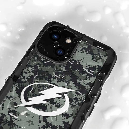 NHL Tampa Bay Lightning Camo iPhone 15 Waterproof Case