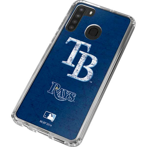 MLB Tampa Bay Rays - Solid Distressed Galaxy A21 Clear Case