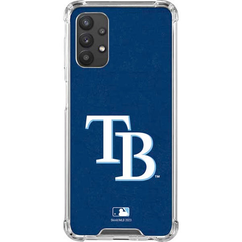 MLB Tampa Bay Rays - Solid Distressed Galaxy A32 5G Clear Case