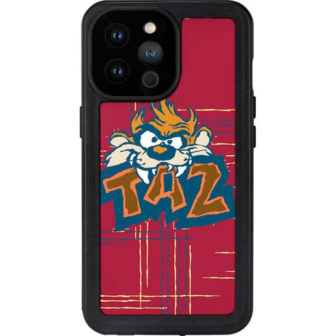 Looney Tunes Tasmanian Devil Bite iPhone 14 Pro Max Waterproof Case