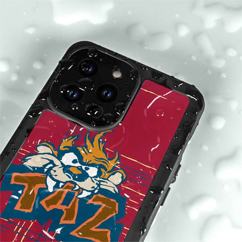 Looney Tunes Tasmanian Devil Bite iPhone 14 Pro Max Waterproof Case