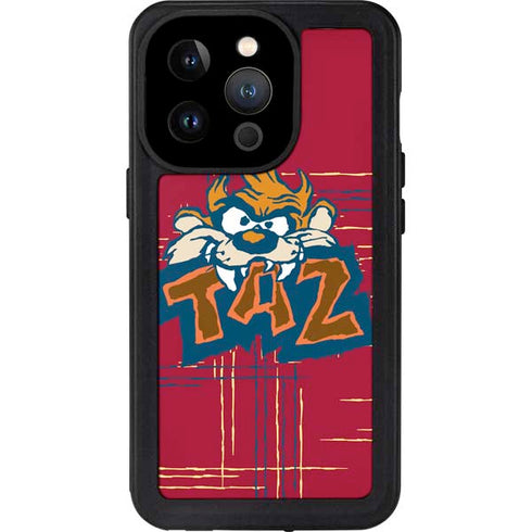 Looney Tunes Tasmanian Devil Bite iPhone 14 Pro Waterproof Case