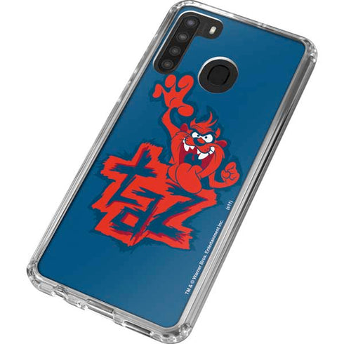 Looney Tunes Tasmanian Devil Blue Galaxy A21 Clear Case