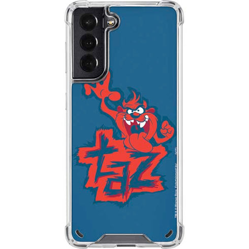 Looney Tunes Tasmanian Devil Blue Galaxy S21 5G Clear Case