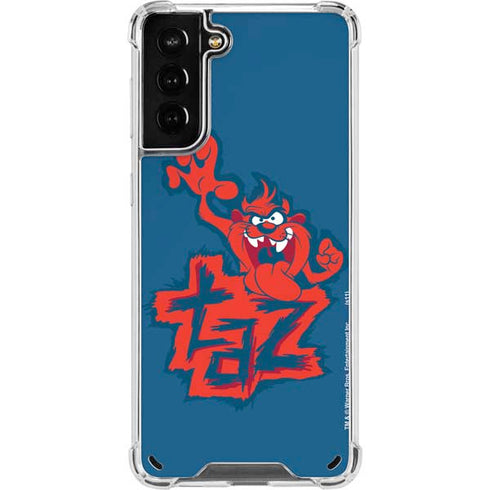 Looney Tunes Tasmanian Devil Blue Galaxy S21 Plus 5G Clear Case
