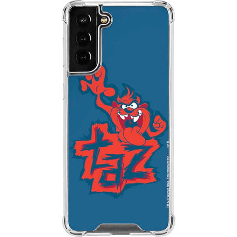 Looney Tunes Tasmanian Devil Blue Galaxy S22 Plus Clear Case