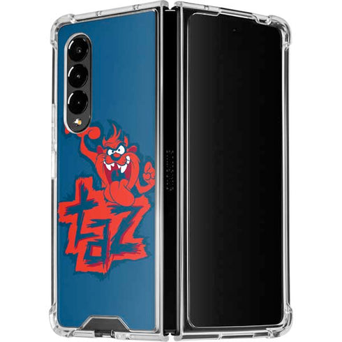 Looney Tunes Tasmanian Devil Blue Galaxy Z Fold4 5G Clear Case