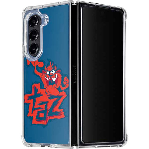Looney Tunes Tasmanian Devil Blue Galaxy Z Fold5 5G Clear Case