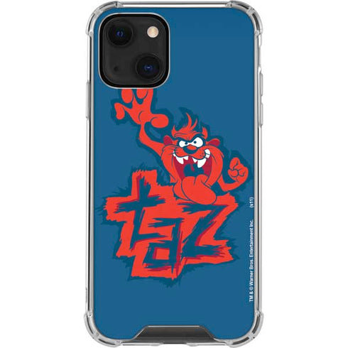 Looney Tunes Tasmanian Devil Blue iPhone 13 Mini Clear Case