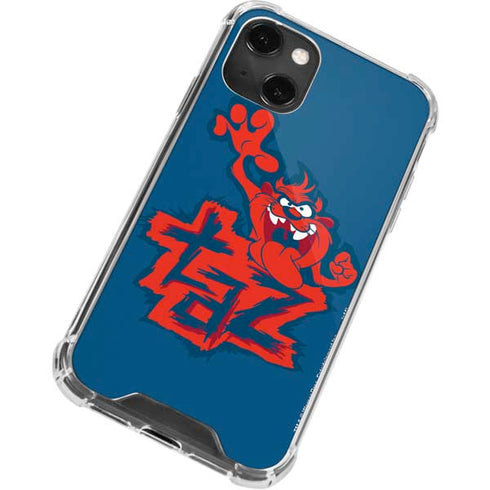 Looney Tunes Tasmanian Devil Blue iPhone 14 Plus Clear Case