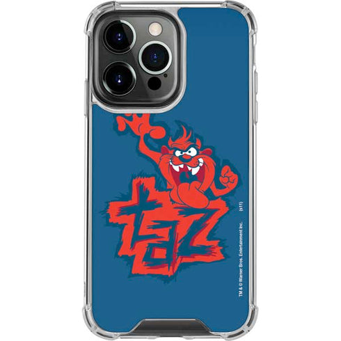 Looney Tunes Tasmanian Devil Blue iPhone 14 Pro Clear Case