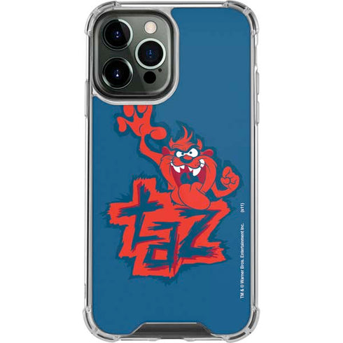 Looney Tunes Tasmanian Devil Blue iPhone 14 Pro Max Clear Case