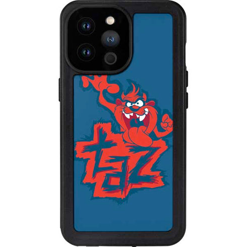 Looney Tunes Tasmanian Devil Blue iPhone 14 Pro Max Waterproof Case