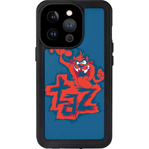 Looney Tunes Tasmanian Devil Blue iPhone 14 Pro Waterproof Case
