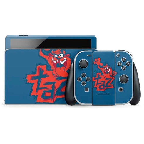 Looney Tunes Tasmanian Devil Blue Nintendo Switch OLED (2021) Skin